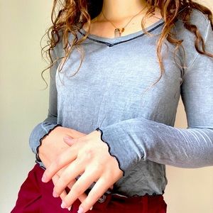 soft gray long sleeve top